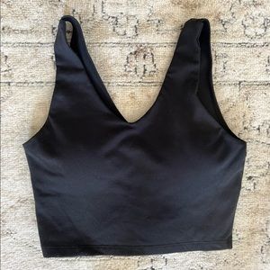 Black Padded Cross Design Workout Top